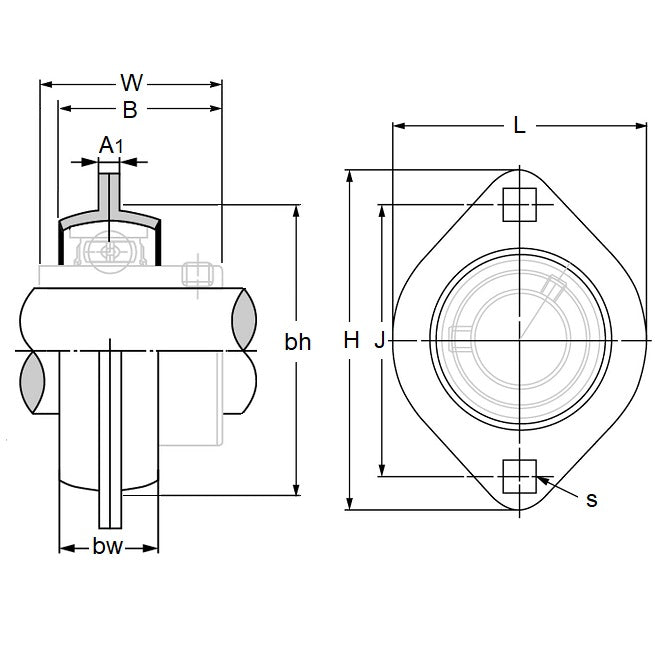1194212 | PFL-5 (Each) --- Flanged Housings - 95x71x28.5 mm 2 Bolt - Steel Housing