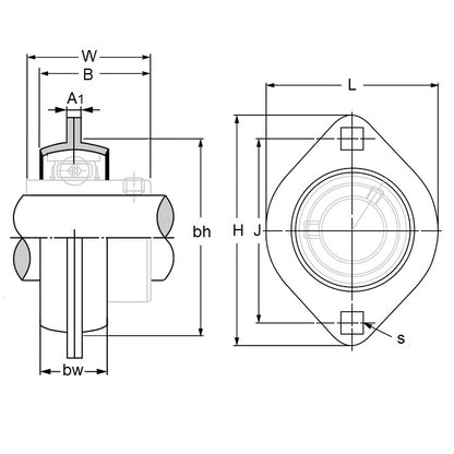 1194212 | PFL-5 (Each) --- Flanged Housings - 95x71x28.5 mm 2 Bolt - Steel Housing