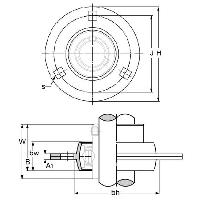 1178481 | PF-3 (Pair) --- Flanged Housings - 81 - 23 mm 3 Bolt Hole - Steel Housing