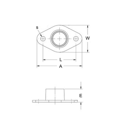 1073179 | BFM-250-NN --- Flanged 2 Bolt Housing and Bearing Assembly - 6.35x53.34x16.67 mm Rigid - Steel