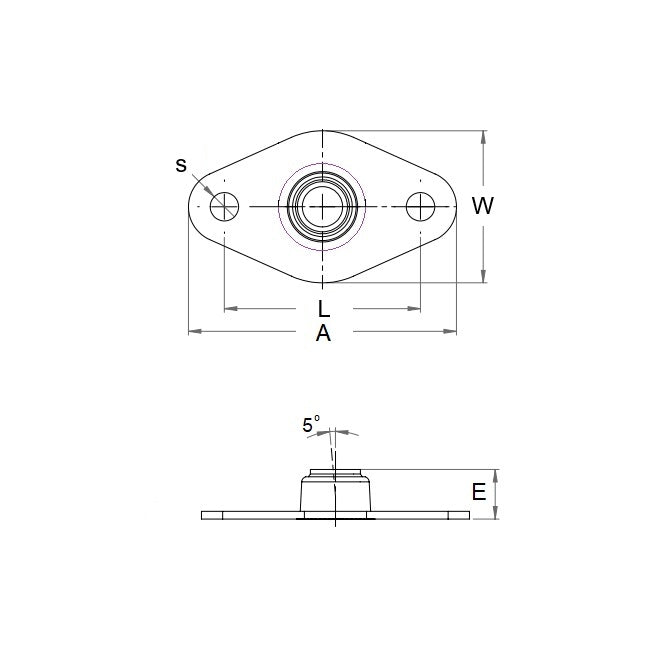 1073181 | BFM-250-P (2 Pcs) --- Flanged 2 Bolt Housing and Bearing Assembly - 6.35x53.34x16.67 mm Aligning - PTFE Impregnated Bronze