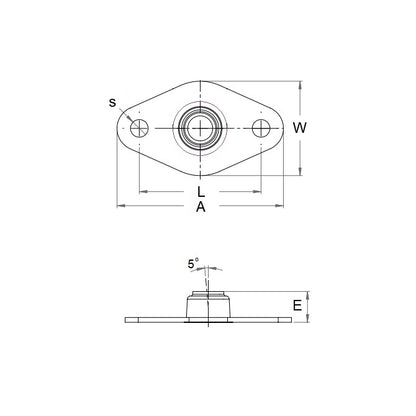1073181 | BFM-250-P (2 Pcs) --- Flanged 2 Bolt Housing and Bearing Assembly - 6.35x53.34x16.67 mm Aligning - PTFE Impregnated Bronze