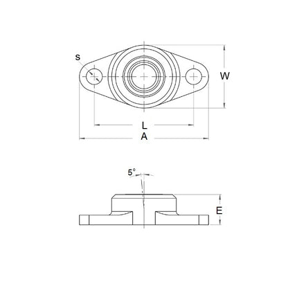 1077337 | HF2-312-N --- Flanged 2 Bolt Housing and Bearing Assembly - 7.938x44.45x57.15 mm Aligning - Steel