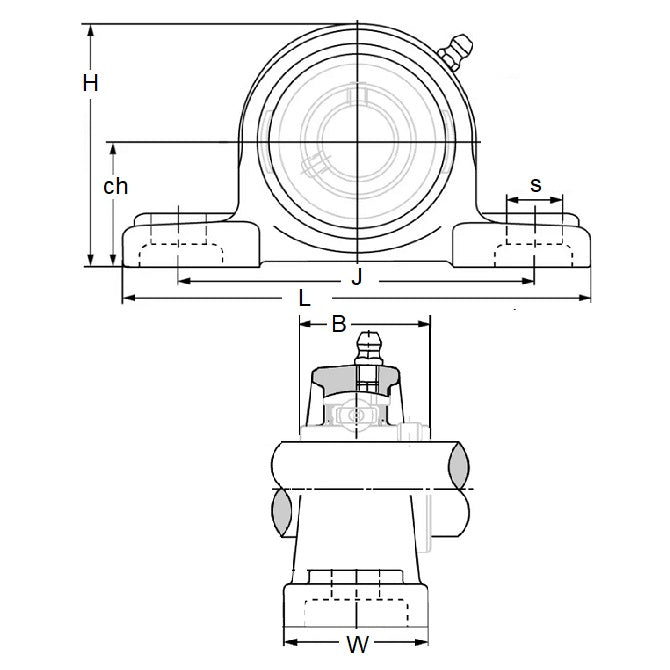 1140098 | IP-132RS --- Pillow Block Housing and Bearing Assembly - 30x42.9x163 mm Thermoplastic and Stainless