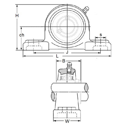 1140098 | IP-132RS --- Pillow Block Housing and Bearing Assembly - 30x42.9x163 mm Thermoplastic and Stainless