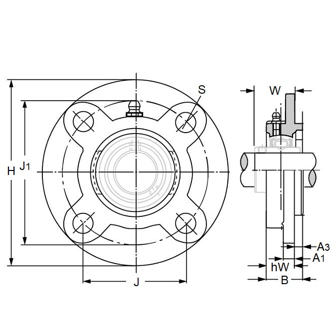 1196104 | FC204 (Each) --- Flanged Round Cast Iron Housings - 100x28.3x5 mm - Cast Iron Housing