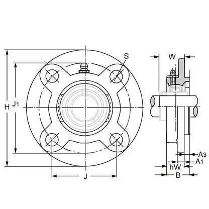 1196104 | FC204 (Each) --- Flanged Round Cast Iron Housings - 100x28.3x5 mm - Cast Iron Housing