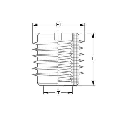 1044617 | IN-TP-030M-10-WSS (10 Pcs) --- Self Tapping Inserts - M3 - 3x0.5mm - 6.35x9.525 mm For Wood