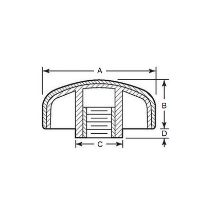 1059361 | KF048F-030-3L-SFT --- Lobe Knobs - 10-32 UNF - 4.76mm - 29.97x14 mm Three Lobe - Zinc Plated Brass Knob