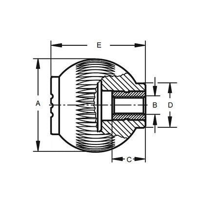 1077161 | KF079C-032-NG (10 Pcs) --- Ball Knobs - 5/16-18 UNC - 7.94mm - 32x32 mm Female Threaded - Steel Knob