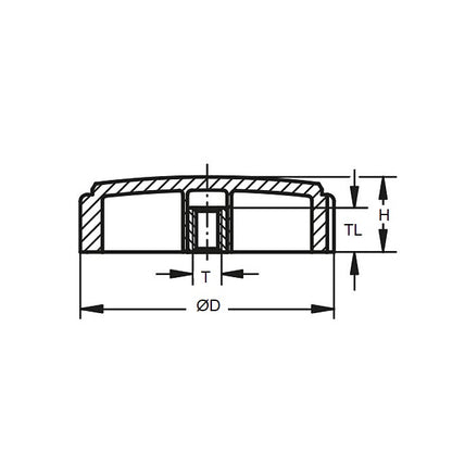 1052369 | KF040M-015-KN-PH (Each) --- Knurled Knobs - M4 - 4x0.7mm - 15x10 mm Female - Phenolic Knob