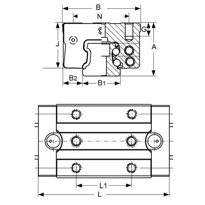 1131651 | TLM-3104RS --- Rail Systems Type 2 Carriage Linear - Size Reference 25 - 36x48 mm Narrow