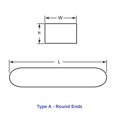 1038875 | K-0200-0200-2000A-3 --- Machine Keys - 2x2x20 mm - Stainless Steel 303 Similar to A2, 304, 18-8