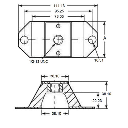 1190774 | MCOM-0118-102 --- Compression Mounts - 117.934 Kg - 101.6x111.125 mm - Neoprene Rubber Mount