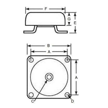 1178986 | MCUP-0064-060 (Each) --- Cup Industrial Mounts - 63.5 Kg - 60.452 mm - 1/4-20 UNC - 6.35mm -