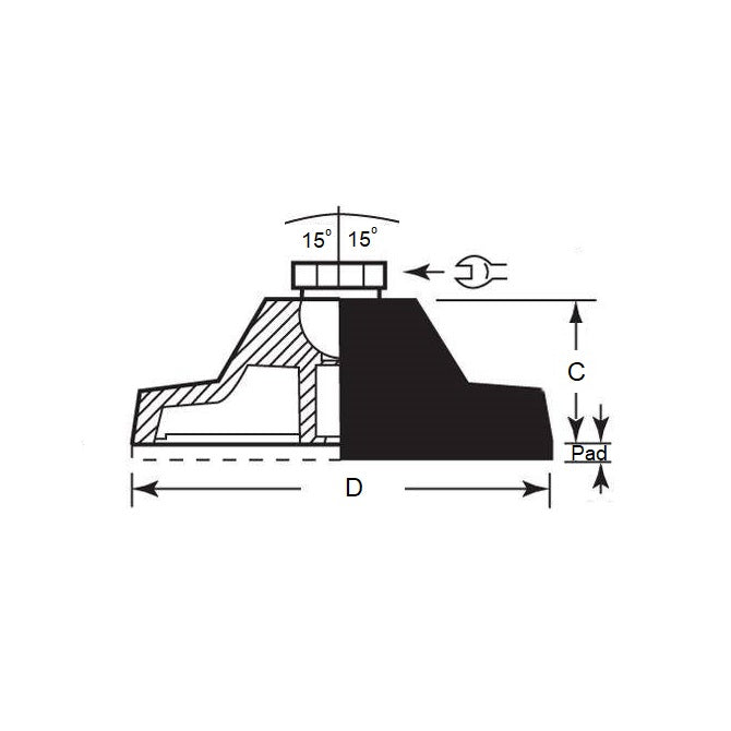 1041651 | TMF-553RS --- Levelling Bonded Neoprene Mounts - 2.5 to 15.8 Kg 1.27x6.35 mm No Stud
