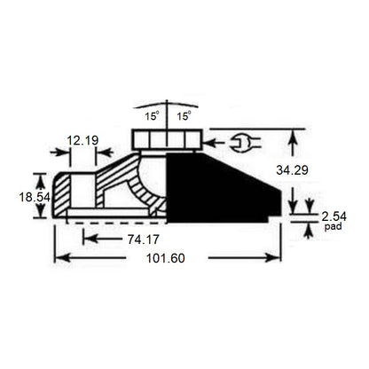 1120885 | MLF-191C-S3NY-2LH --- Levelling Socket Mounts - 3/4-10 UNC - 19.05mm - 101.6x18.5 mm Standard - Stainless Steel Mount