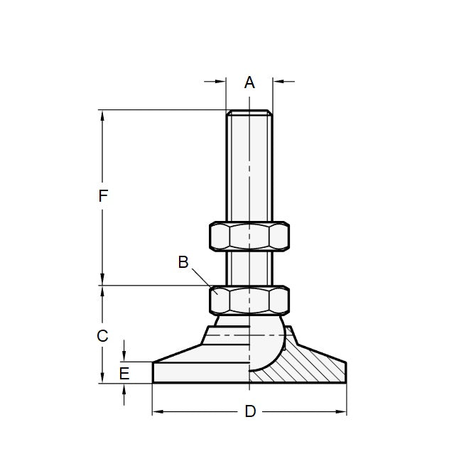 1134634 | MSM-254C-108-S3 --- Levelling Studded Mounts - 1-8 UNC -25.4mm- 101.6x47.6 mm - Stainless Steel 303/304 (Similar to A2, 18-8) HRB80