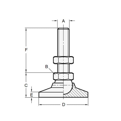 1134634 | MSM-254C-108-S3 --- Levelling Studded Mounts - 1-8 UNC -25.4mm- 101.6x47.6 mm - Stainless Steel 303/304 (Similar to A2, 18-8) HRB80