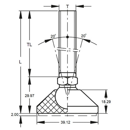 1102934 | MLM-127C-061-S3NY-0LH --- Levelling Studded Mounts - 1/2-13 UNC -12.7mm- 78.7x18.3 mm - Stainless Steel