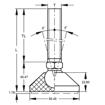 1121020 | MLM-191C-150-S3NY-LA0LH --- Levelling Studded Mounts - 3/4-10 UNC - 19.05mm - 101.6x18.5 mm - Stainless Steel