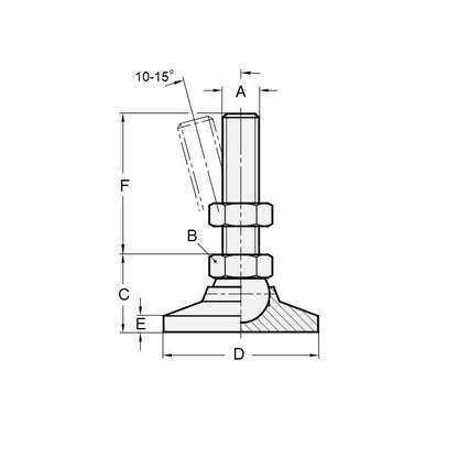 1134470 | MSM-254C-108-CGC --- Levelling Studded Mounts - 1-8 UNC - 25.4mm - 101.6x47.6 mm Swivel - Steel Mount