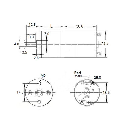 1201187 | GM-25A370-034 --- DC Gearmotors - 165 RPM - 2880 g.cm - 21 mm Size 25 Economy