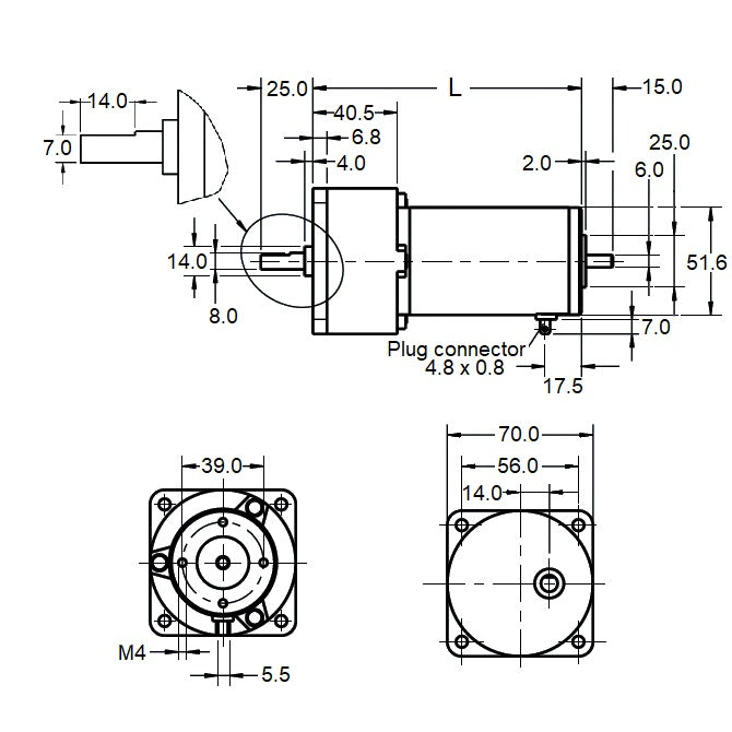 1130008 | 1.61.050.466 --- DC PM Gearmotors - DC 24 V 3300 mNm - 23.5 rpm Size 70x114