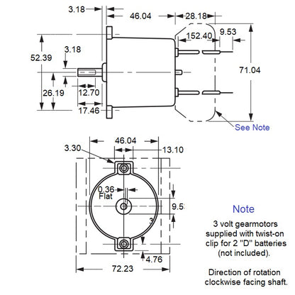 1002151 | GMLV06V-000H --- DC Gearmotors - 0.5 RPM 4300:1 1584 g.cm Low Voltage