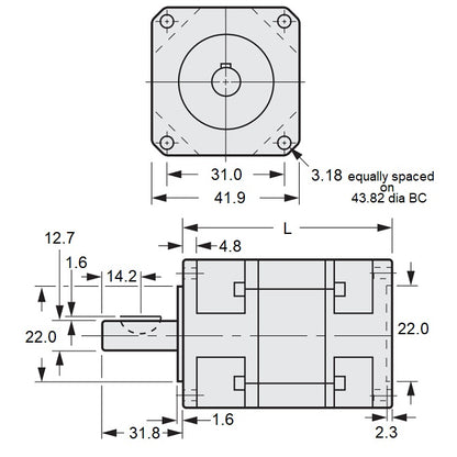 1184979 | GHIP17-100-05.00X43.8L --- Inline Gearheads - Ratio 100 to 1 5 mm - Double Stage / 12.70 Planetary Size 17 Precision