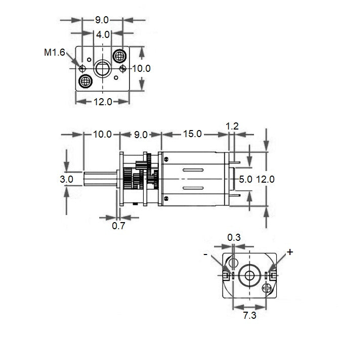 1095274 | 12LM-1-300 (10 Pcs) --- Open Gear Gearmotors - 11.67 RPM - 1.5 V - 0.05 A - Steel Gearmotor