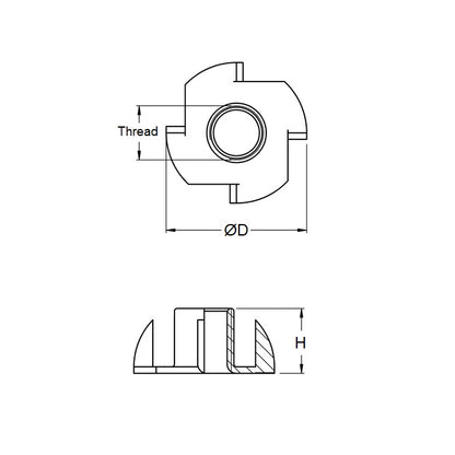 1049912 | NT035C-BL-S4 (10 Pcs) --- Blind Nuts - 6-32 UNC - 3.5mm - 12.7x4.8 mm Standard - Stainless Steel 304 Nut