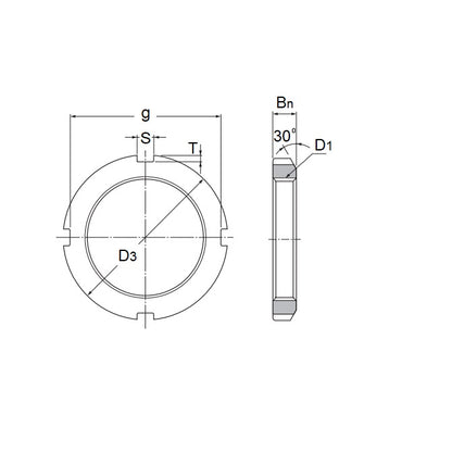 1115151 | KM03 (100 Pcs) --- Bearing Locknuts Nuts - M17 28x5 mm Right Hand Thread - Steel Nut