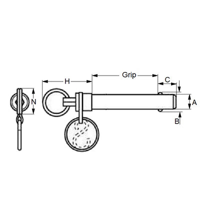 1073273 | BLP-064-0635-DR-S17 --- Ball Lock Pins - 6.35x63.5 mm - 17-4 PH Stainless Double Acting Pin