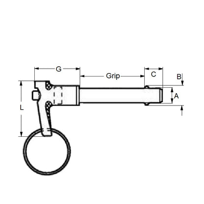 1101694 | BLP-127-0254-LI-S17 --- Ball Lock Pins - 12.7x25.4 mm - 17-4 PH Stainless L-Handle Industrial Stainless Steel Pin