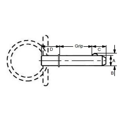 1056226 | BLP-048-0127-RSH-C --- Ball Lock Pins - 4.76x12.7 mm - Carbon Steel Shoulder Type Pin