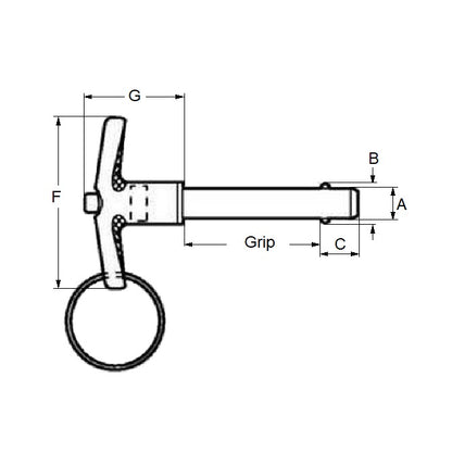 1056382 | BLP-048-0254-TI-S17 --- Ball Lock Pins - 4.76x25.4 mm - 17-4 PH Stainless No Shoulder Pin