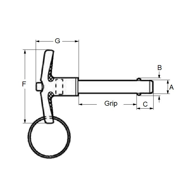 1143057 | BLP-254-0508-TI-S17 (Each) --- Ball Lock Pins - 25.4x50.8 mm - 17-4 PH Stainless No Shoulder Pin