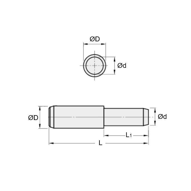 1061801 | DPS050-015-440-1 --- Dowel Pins - 5x15 Stepped - Stainless Steel AISI 440C Pin