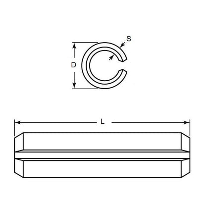 1038022 | RP016-0206-420 (100 Pcs) --- Roll Pins - 1.59x20.6x1.75 mm - Stainless Steel AISI 420C Rc 46-52