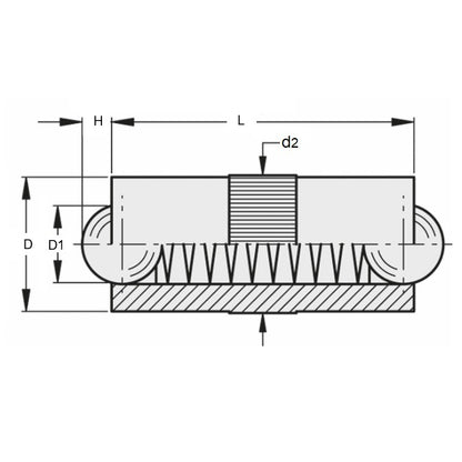 1041783 | PLBP-025-053-BSD-003 (10 Pcs) --- Ball Push Fit Plungers - 2.5x5.3 mm - 1.3 N Brass Body Stainless Ball Double Ended - Stainless Steel 400 Series Hardened Plunger