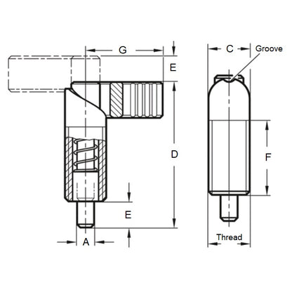 1225764 | PLIT-080-200-150-69-CA --- Indexing Cam Action Plungers - M20 Extra Fine - 20x1.5mm - 20.07x36.1 mm Without Hex Nut - Steel Plunger