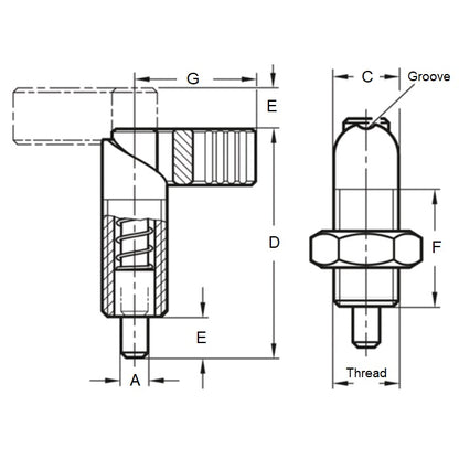 1225763 | PLIT-120-200-150-69-CA-N --- Indexing Cam Action Plungers - M20 Extra Fine - 20x1.5mm - 20.07x36.1 mm With Hex Nut - Steel Plunger