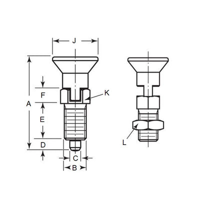1123966 | PLIT-120-200-150-78-LKPN-C --- Indexing Pull Knob Plungers - M20 Extra Fine - 20x1.5mm - 78 mm - 6.8 N - Steel Plunger