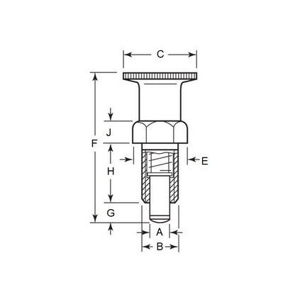 1087612 | PLIT-050-095F-21-KSH-C (Each) --- Indexing Plungers - 3/8-24 UNF - 9.53mm - 17 mm - 0.7 N Non Locking - Steel Plunger