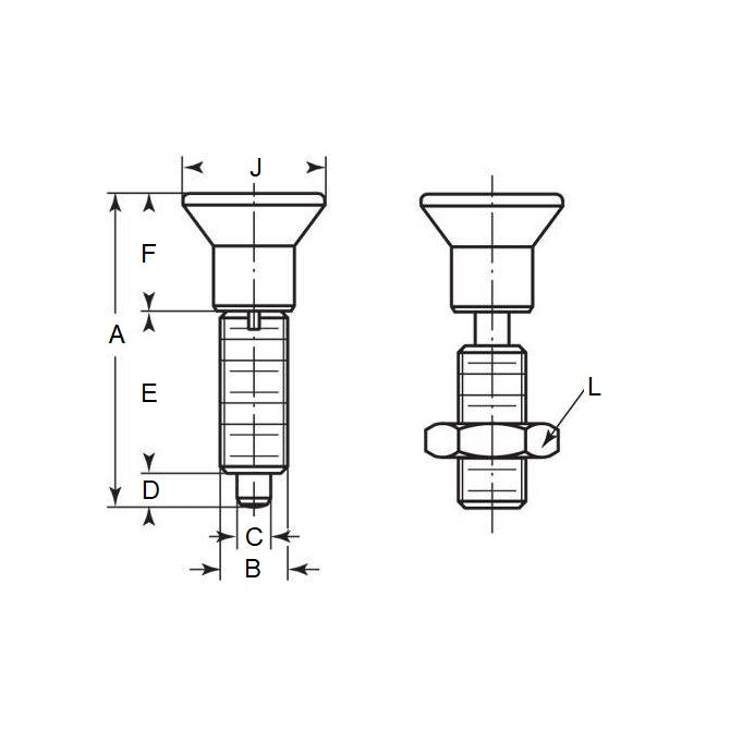 1124095 | PLIT-120-200-150-78-KPUN-C --- Indexing Pull Knob Plungers - M20 Extra Fine -20x1.5mm- 78 mm - 6.8 N - Steel