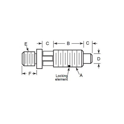 1086016 | PLST-095C-191-TACL-018 (250 Pcs) --- Spring Threaded Adapter Plungers - 3/8-16 UNC - 9.53mm - 19.1 mm - 3.3 N Locking - Steel Plunger