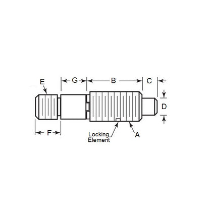 1102243 | PLST-127C-222-TAC-022 (Each) --- Spring Threaded Adapter Plungers - 1/2-13 UNC - 12.7mm - 22.2 mm - 5.6 N Non Locking - Steel Plunger