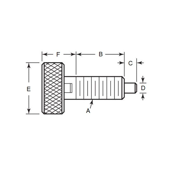 1071081 | PLST-064C-102-HKCLLK-009 --- Spring Plungers - 1/4-20 UNC - 6.35mm - 10.2 mm - 2.2 N Knurled Handle - Steel Plunger