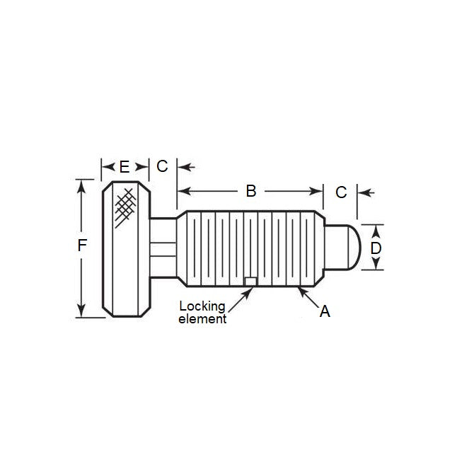 1071298 | PLST-064C-127-HKACL-011 (250 Pcs) --- Spring Plungers - 1/4-20 UNC - 6.35mm - 12.7 mm - 2.2 N Knurled Handle - Steel Body with Acetal Plunger